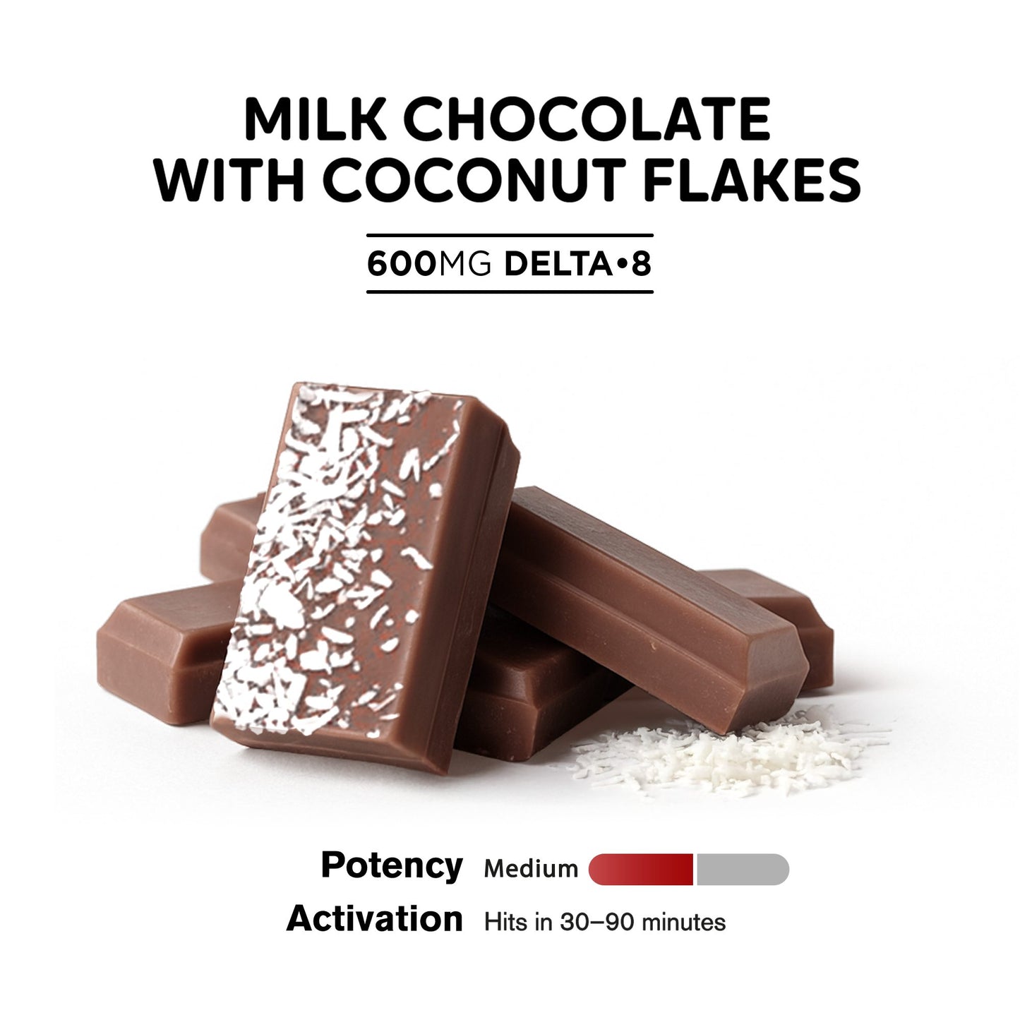 600mg Milk Chocolate & Coconut Flakes Bar – Delta 8 – Chill Plus