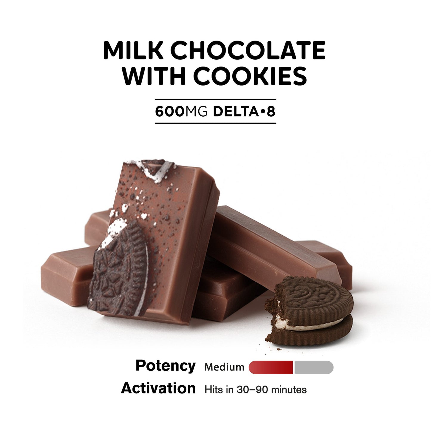 600mg Milk Chocolate & Cookies Bar – Delta 8 – Chill Plus