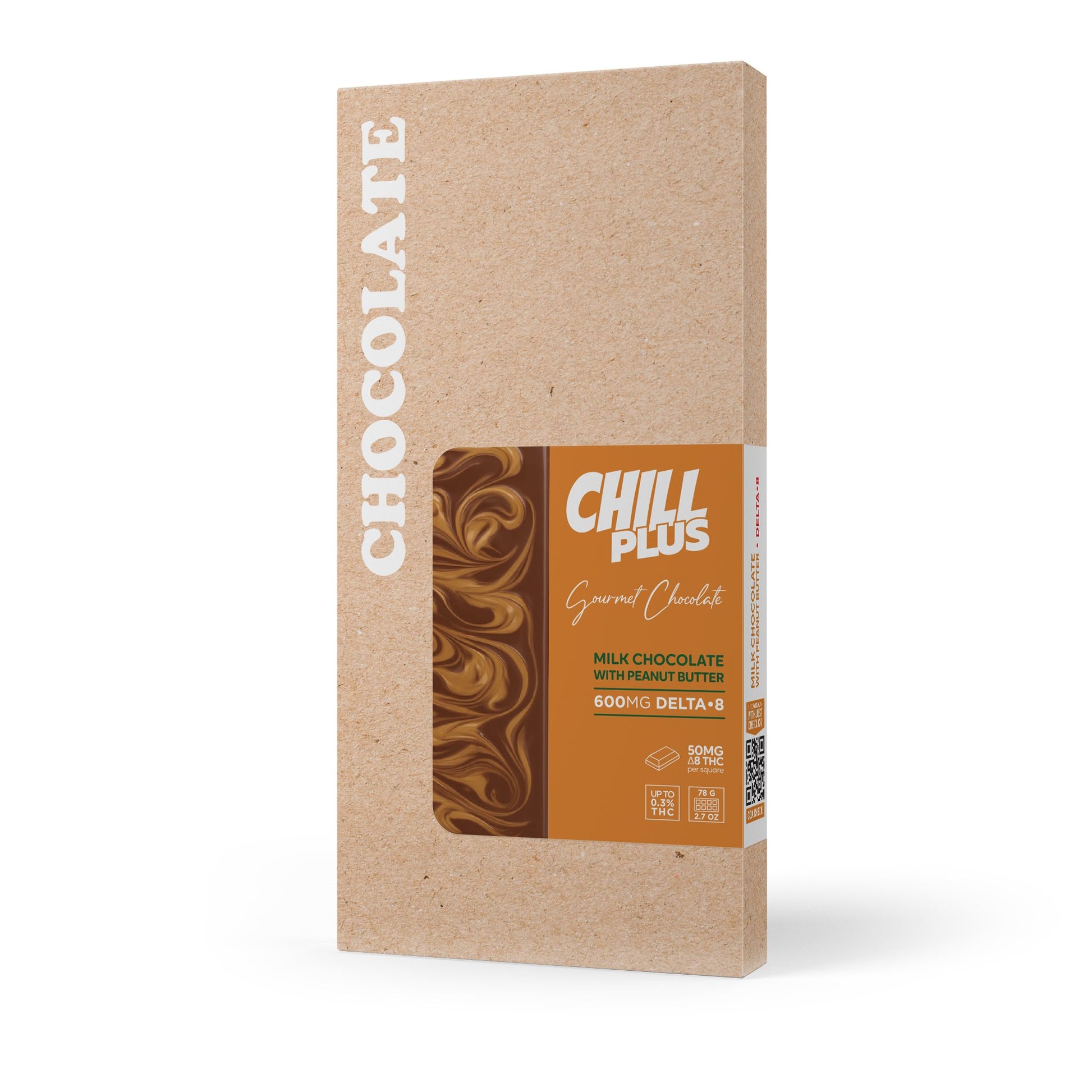 600mg Milk Chocolate & Peanut Butter Bar – Delta 8 – Chill Plus