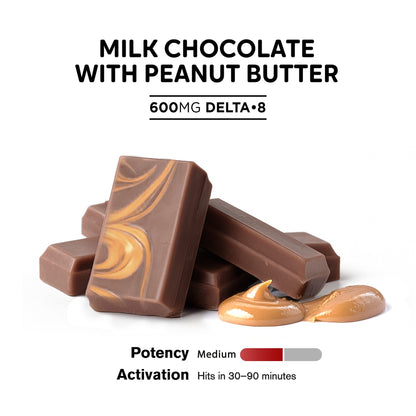 600mg Milk Chocolate & Peanut Butter Bar – Delta 8 – Chill Plus