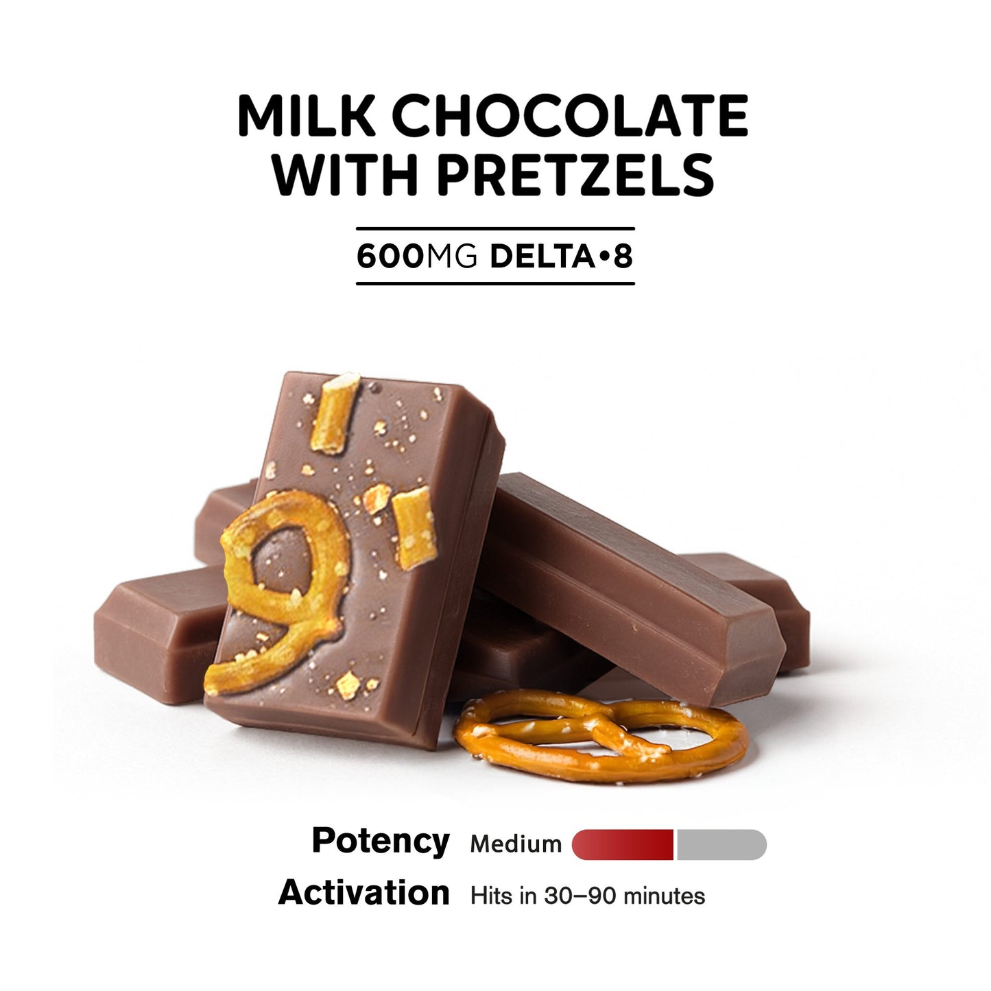 600mg Milk Chocolate & Pretzels Bar – Delta 8 – Chill Plus