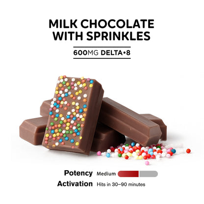 600mg Milk Chocolate & Sprinkles Bar – Delta 8 – Chill Plus
