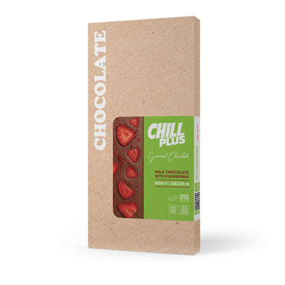 600mg Milk Chocolate & Strawberries Bar – Delta 8 – Chill Plus