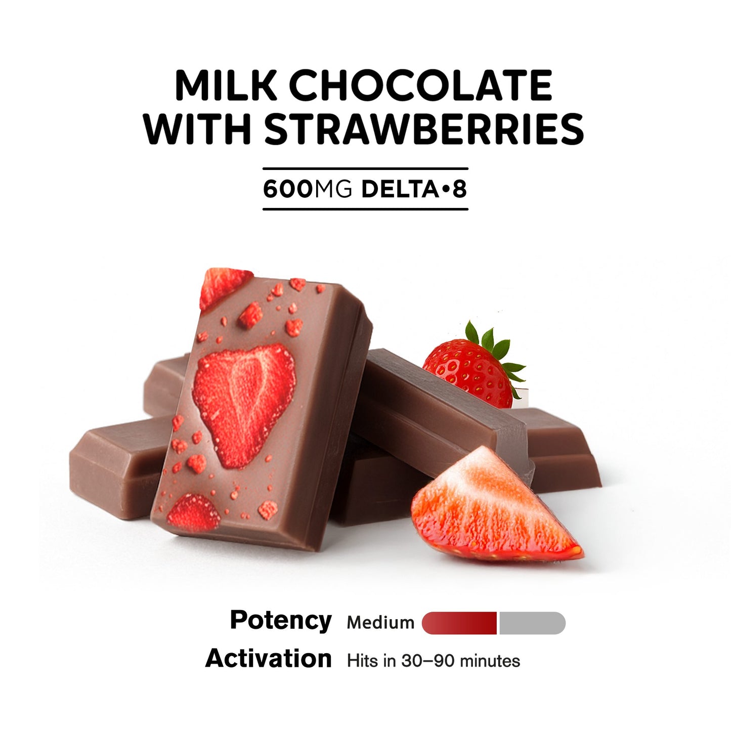 600mg Milk Chocolate & Strawberries Bar – Delta 8 – Chill Plus