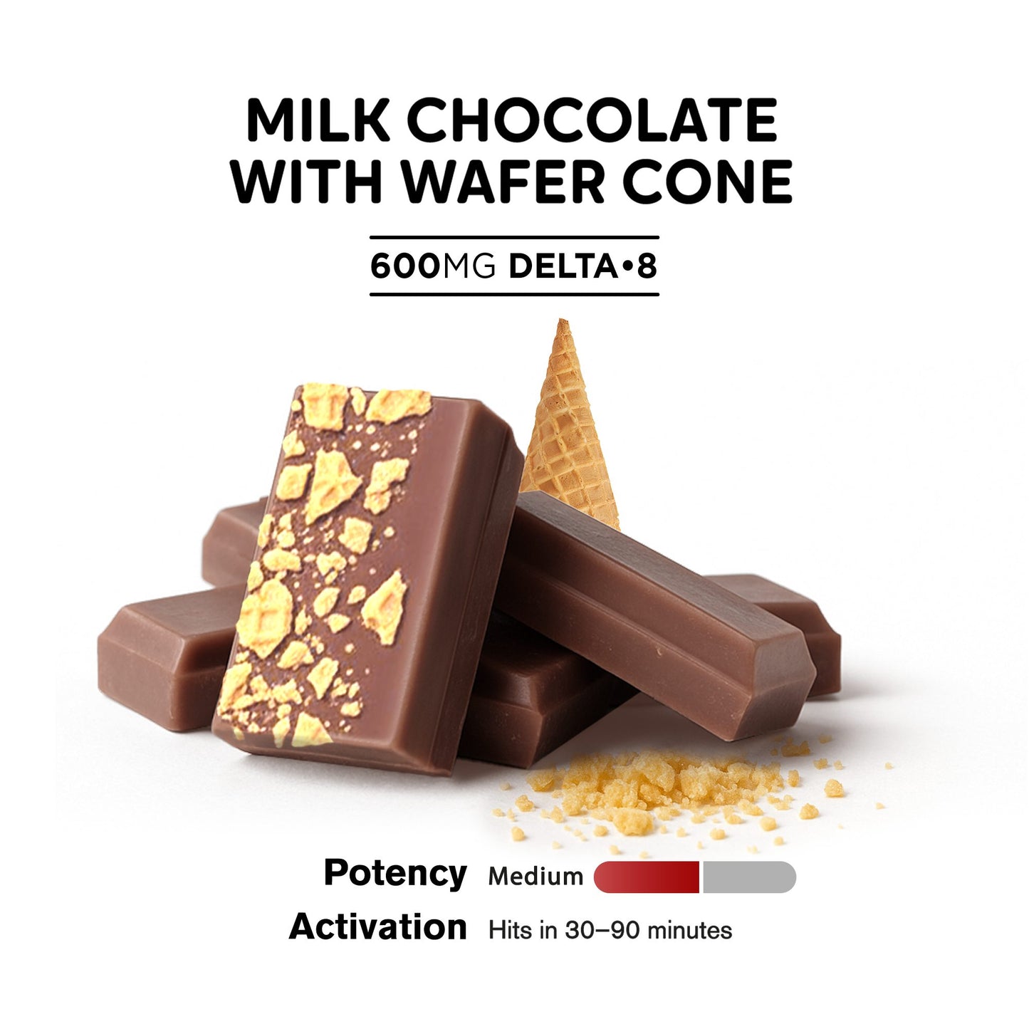 600mg Milk Chocolate & Wafer Cone Bar – Delta 8 – Chill Plus
