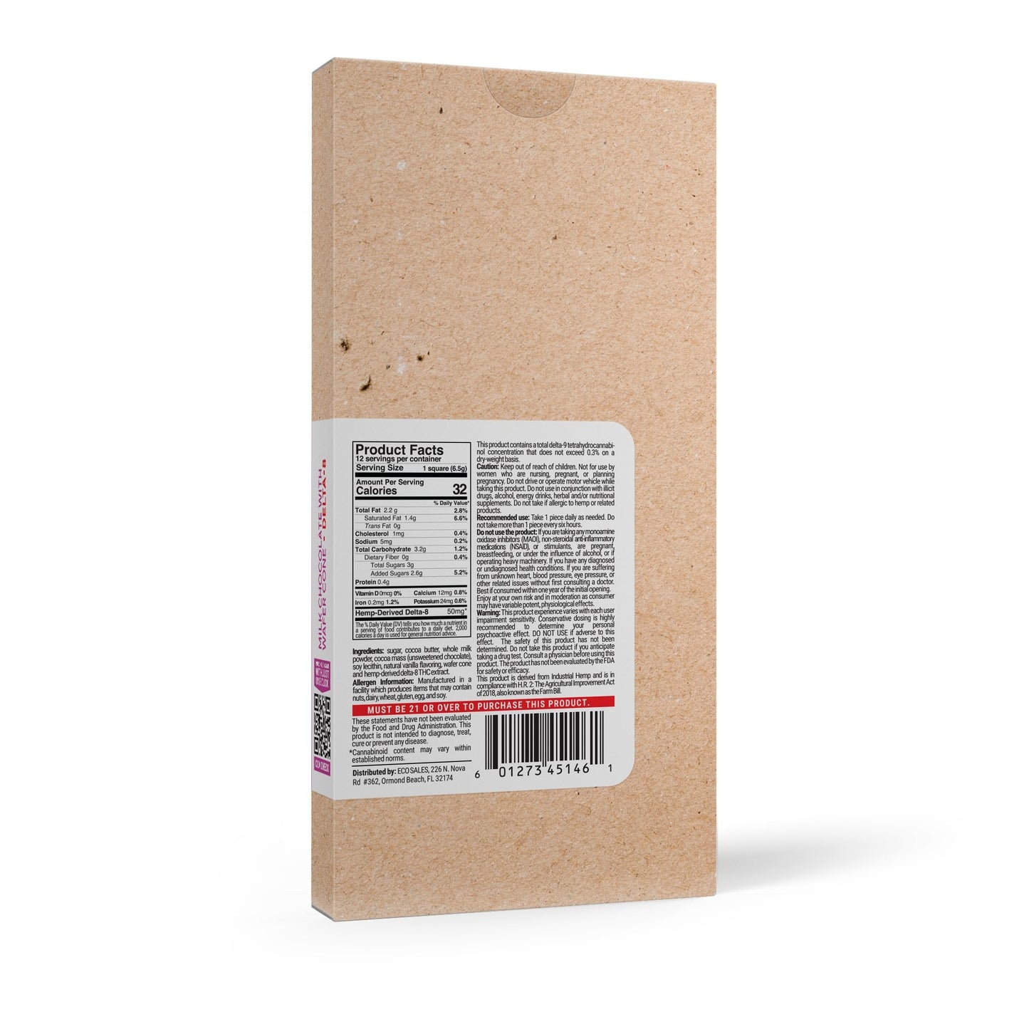 600mg Milk Chocolate & Wafer Cone Bar – Delta 8 – Chill Plus