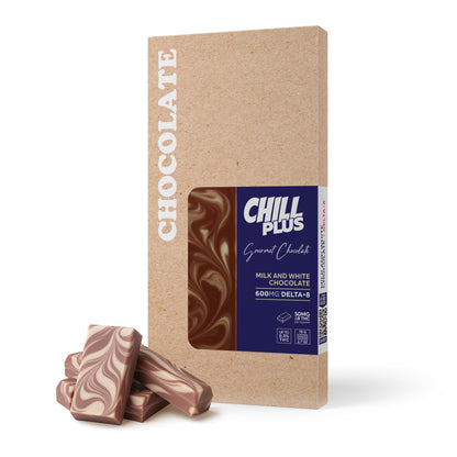 600mg Milk & White Chocolate Bar – Delta 8 – Chill Plus