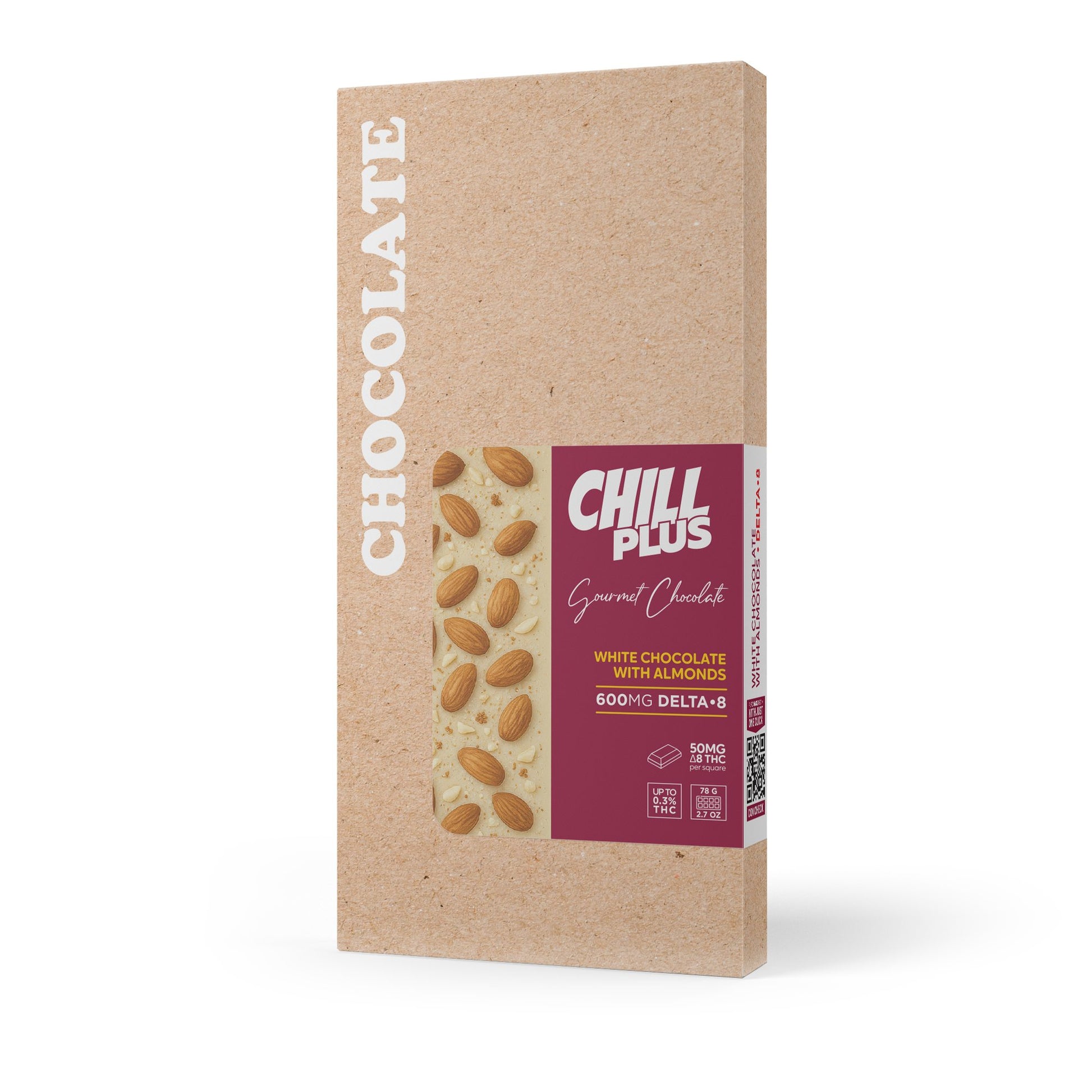 600mg White Chocolate & Almonds Bar – Delta 8 – Chill Plus