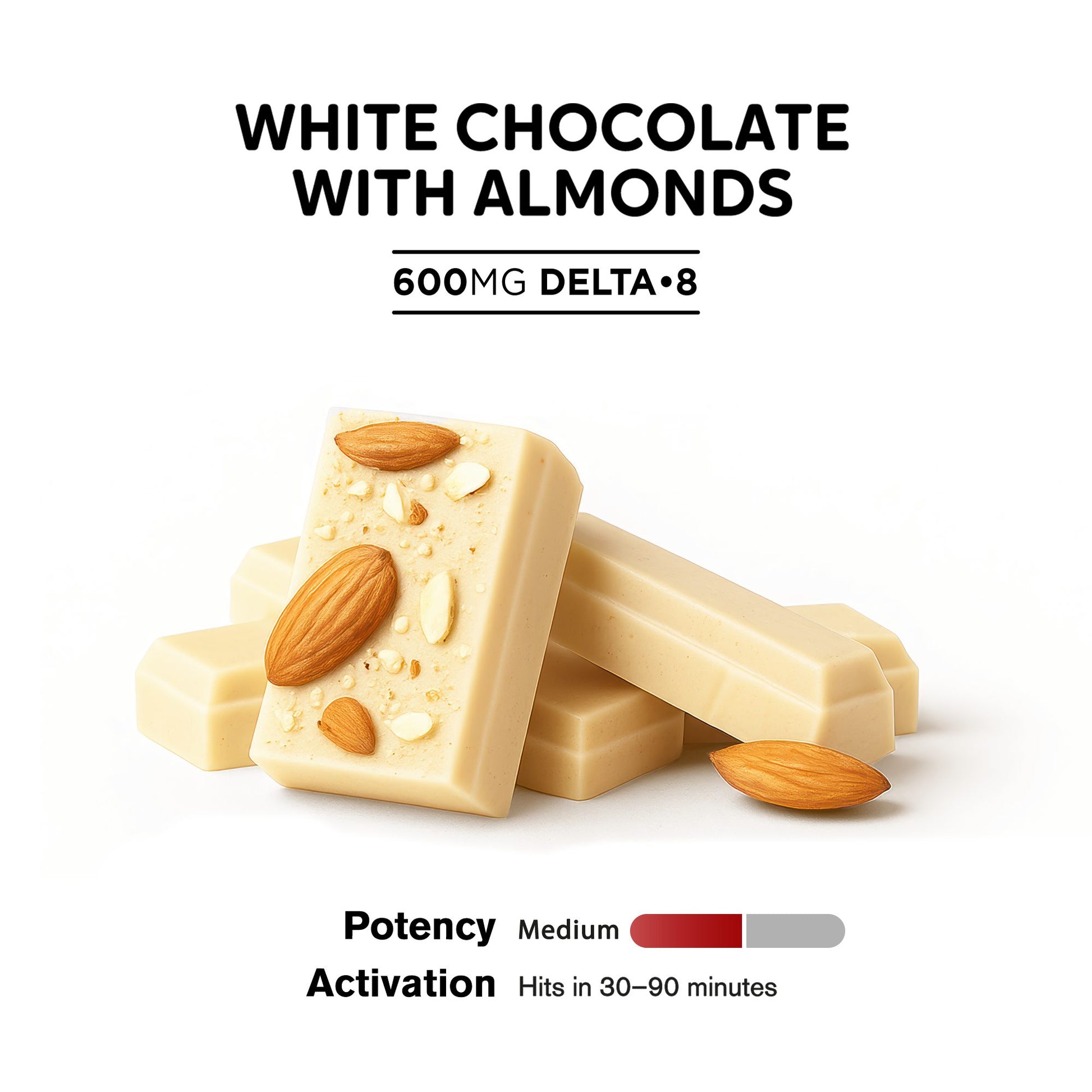 600mg White Chocolate & Almonds Bar – Delta 8 – Chill Plus