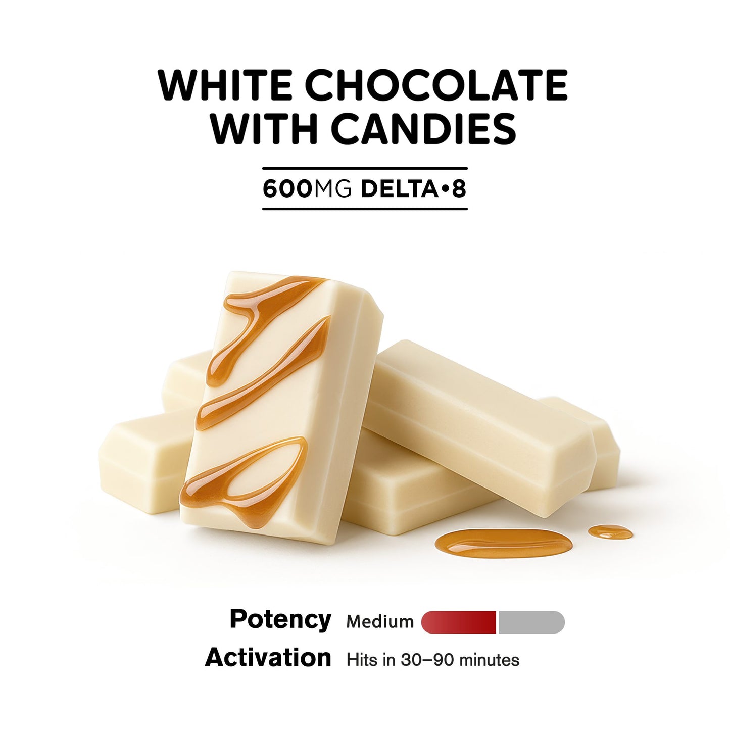 600mg White Chocolate & Caramel Bar – Delta 8 – Chill Plus