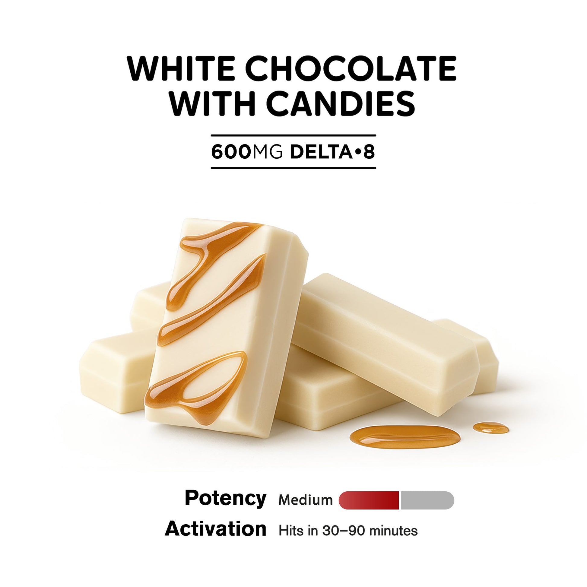 600mg White Chocolate & Caramel Bar – Delta 8 – Chill Plus