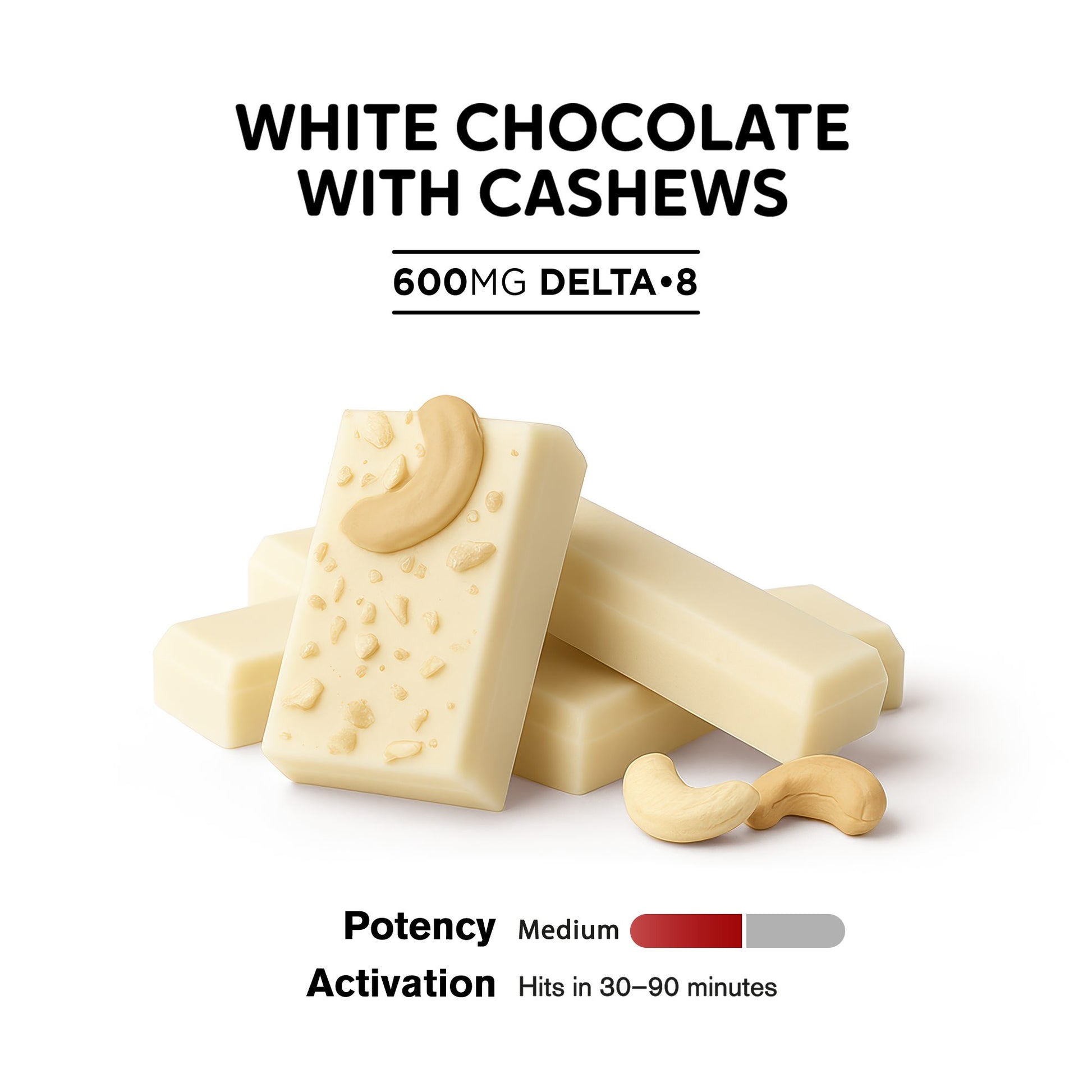 600mg White Chocolate & Cashews Bar – Delta 8 – Chill Plus