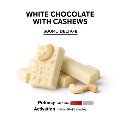 600mg White Chocolate & Cashews Bar – Delta 8 – Chill Plus
