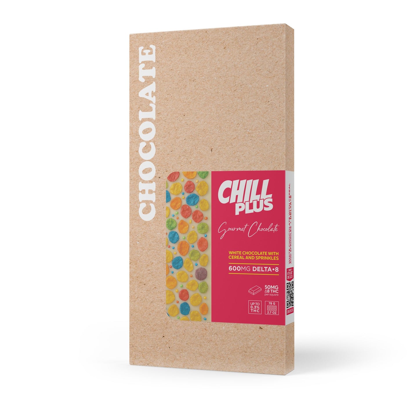 600mg White Chocolate with Cereal & Sprinkles Bar – Delta 8 – Chill Plus