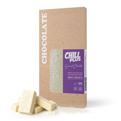 600mg White Chocolate & Coconut Flakes Bar – Delta 8 – Chill Plus