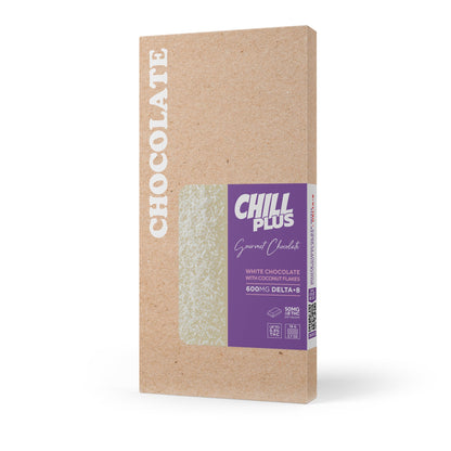 600mg White Chocolate & Coconut Flakes Bar – Delta 8 – Chill Plus
