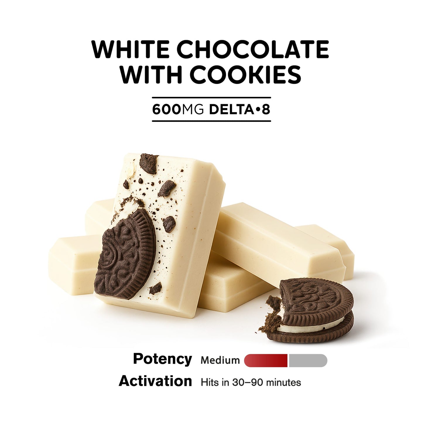 600mg White Chocolate & Cookies Bar – Delta 8 – Chill Plus