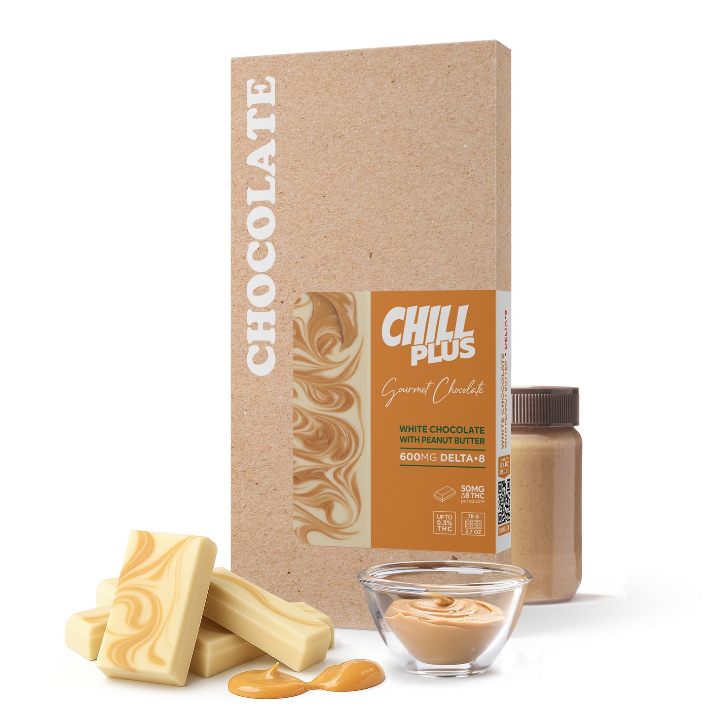 600mg White Chocolate & Peanut Butter Bar – D8 – Chill Plus