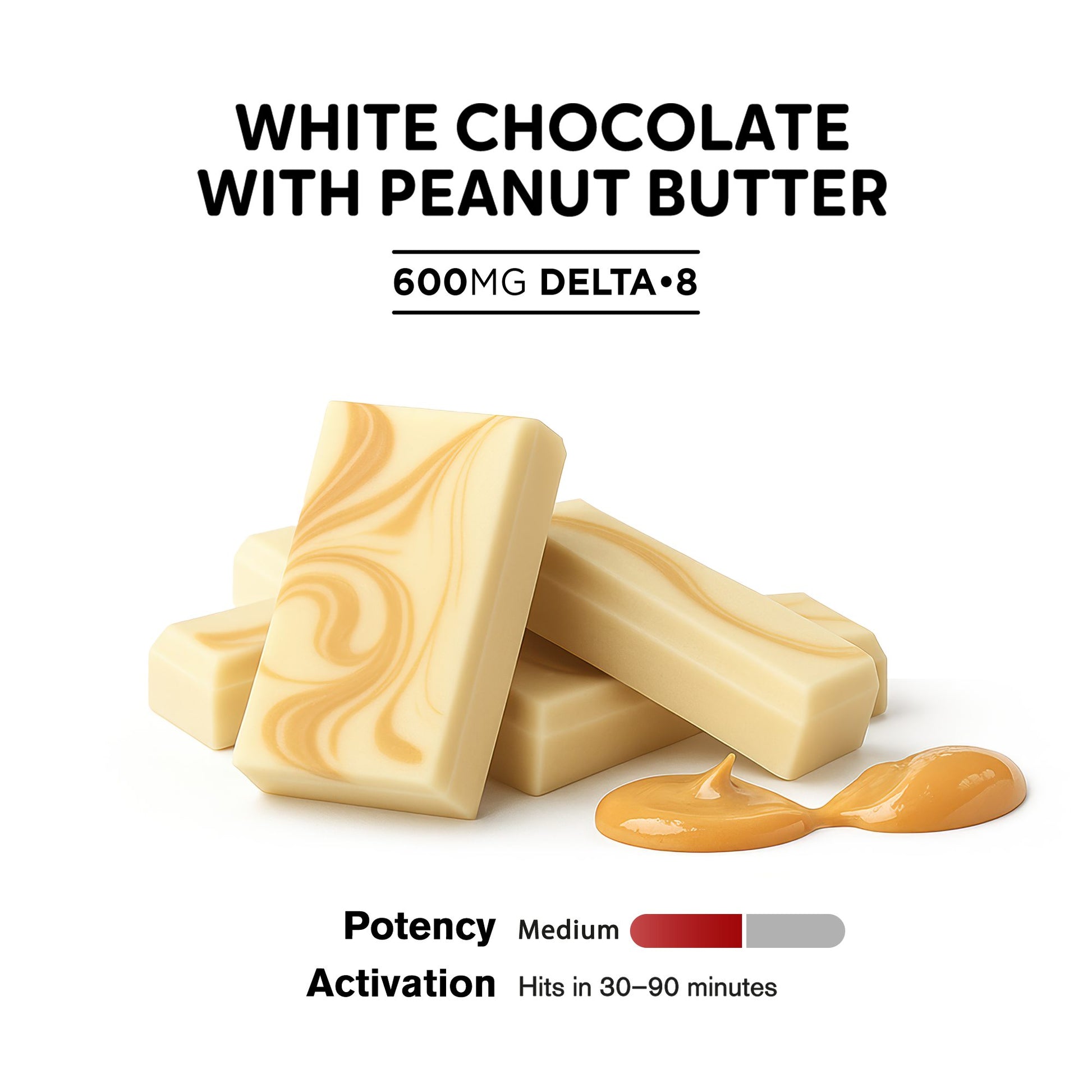 600mg White Chocolate & Peanut Butter Bar – D8 – Chill Plus
