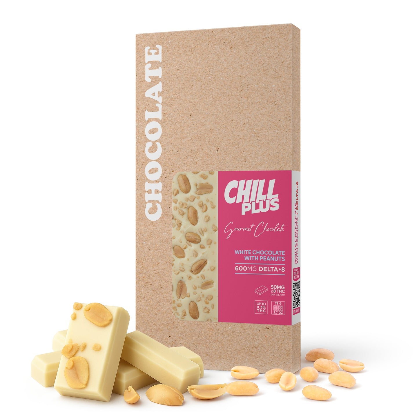 600mg White Chocolate & Peanuts Bar – Delta 8 – Chill Plus