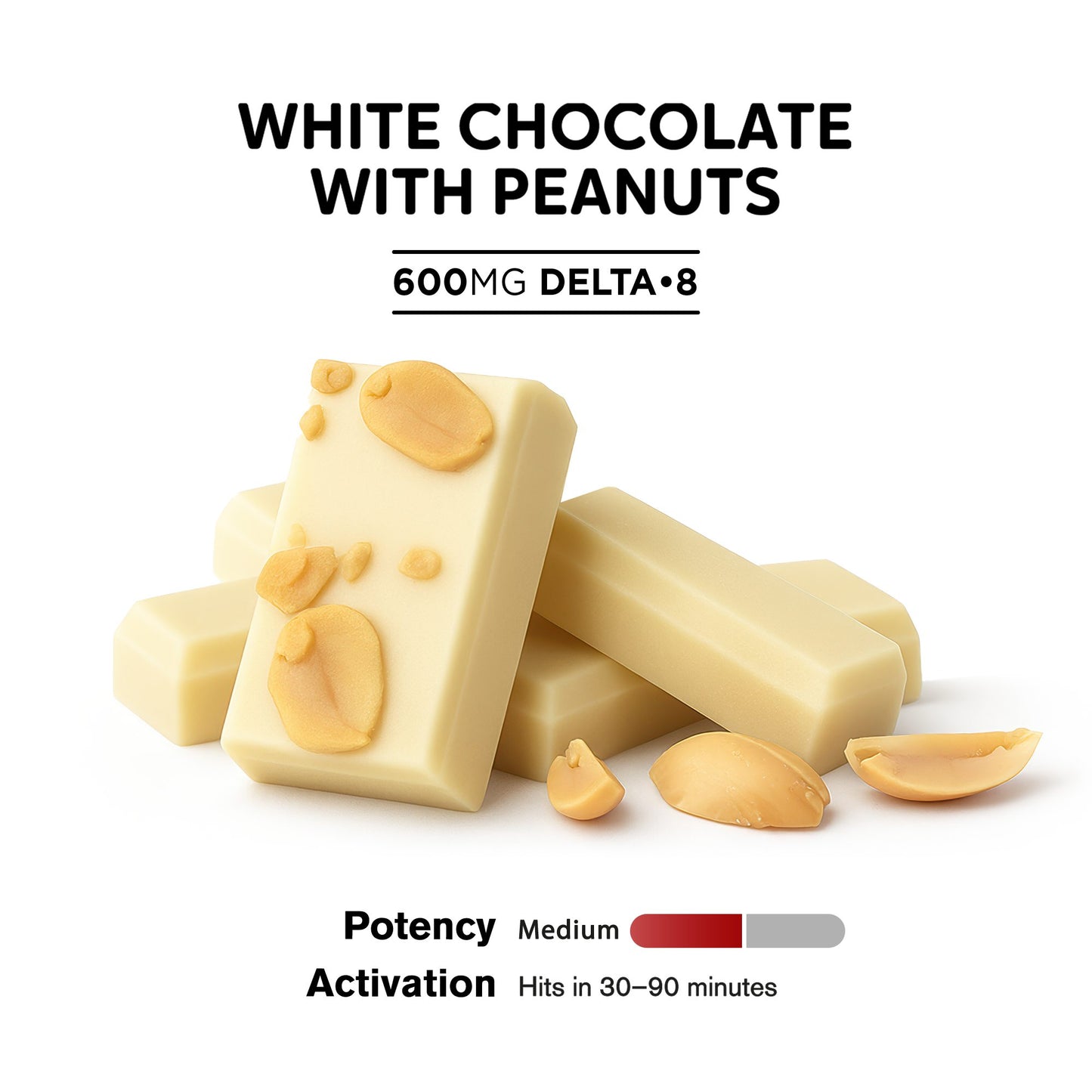 600mg White Chocolate & Peanuts Bar – Delta 8 – Chill Plus