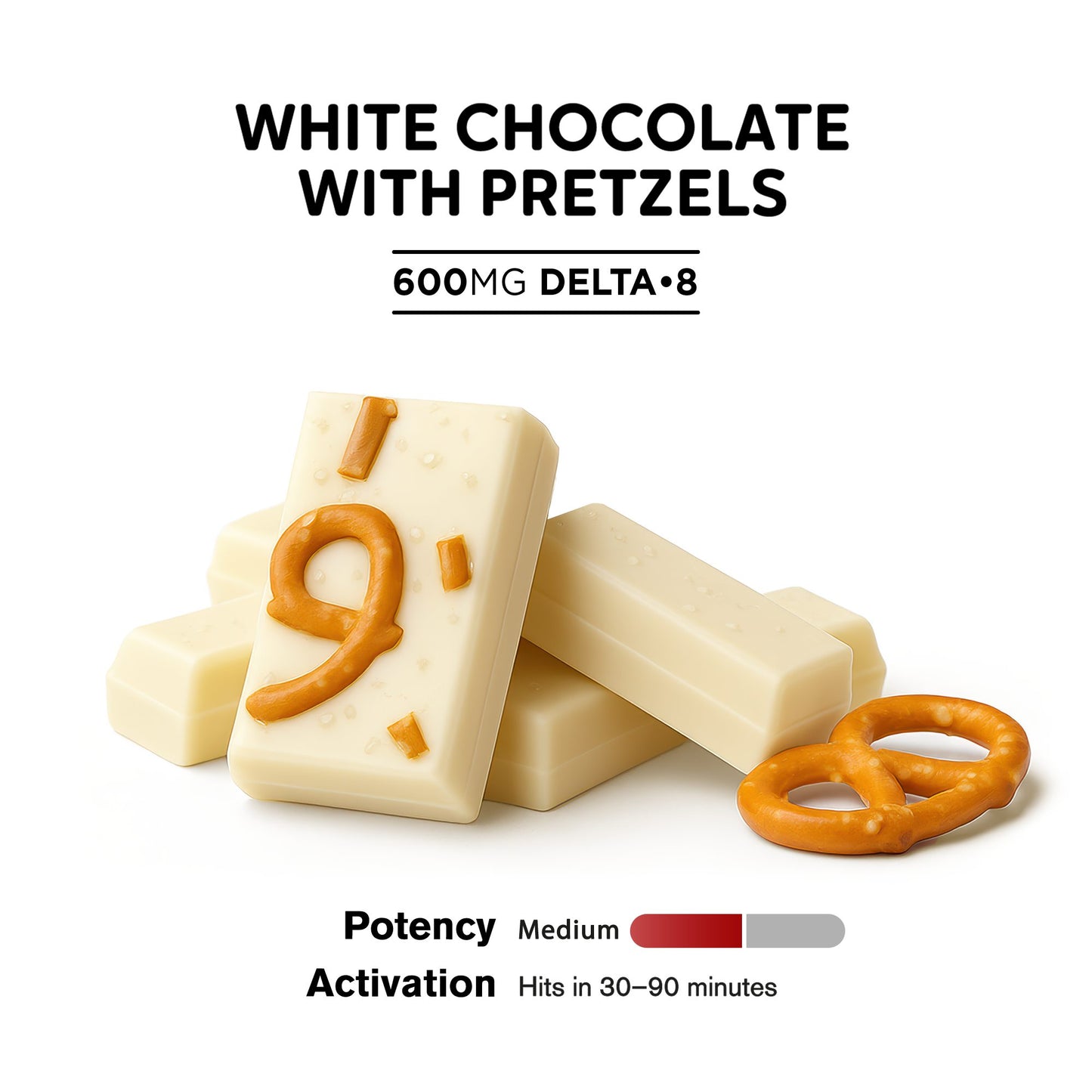 600mg White Chocolate & Pretzels Bar – Delta 8 – Chill Plus