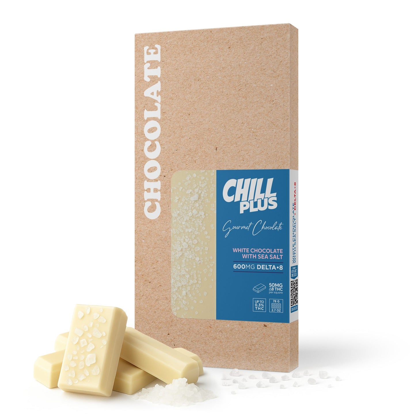 600mg White Chocolate & Sea Salt Bar – Delta 8 – Chill Plus
