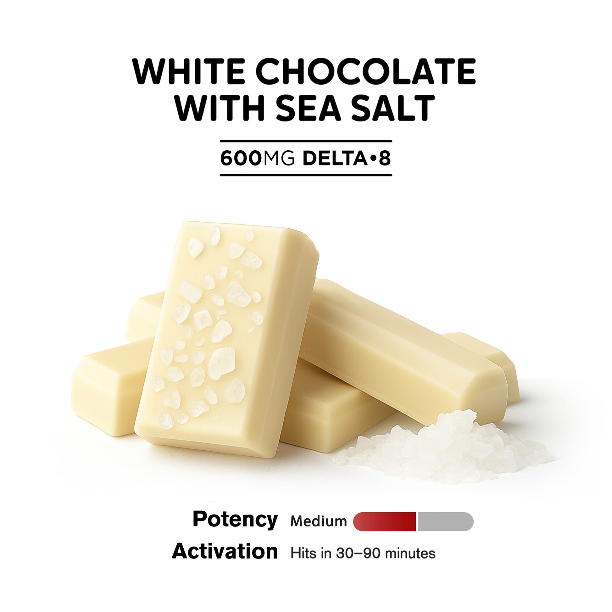 600mg White Chocolate & Sea Salt Bar – Delta 8 – Chill Plus