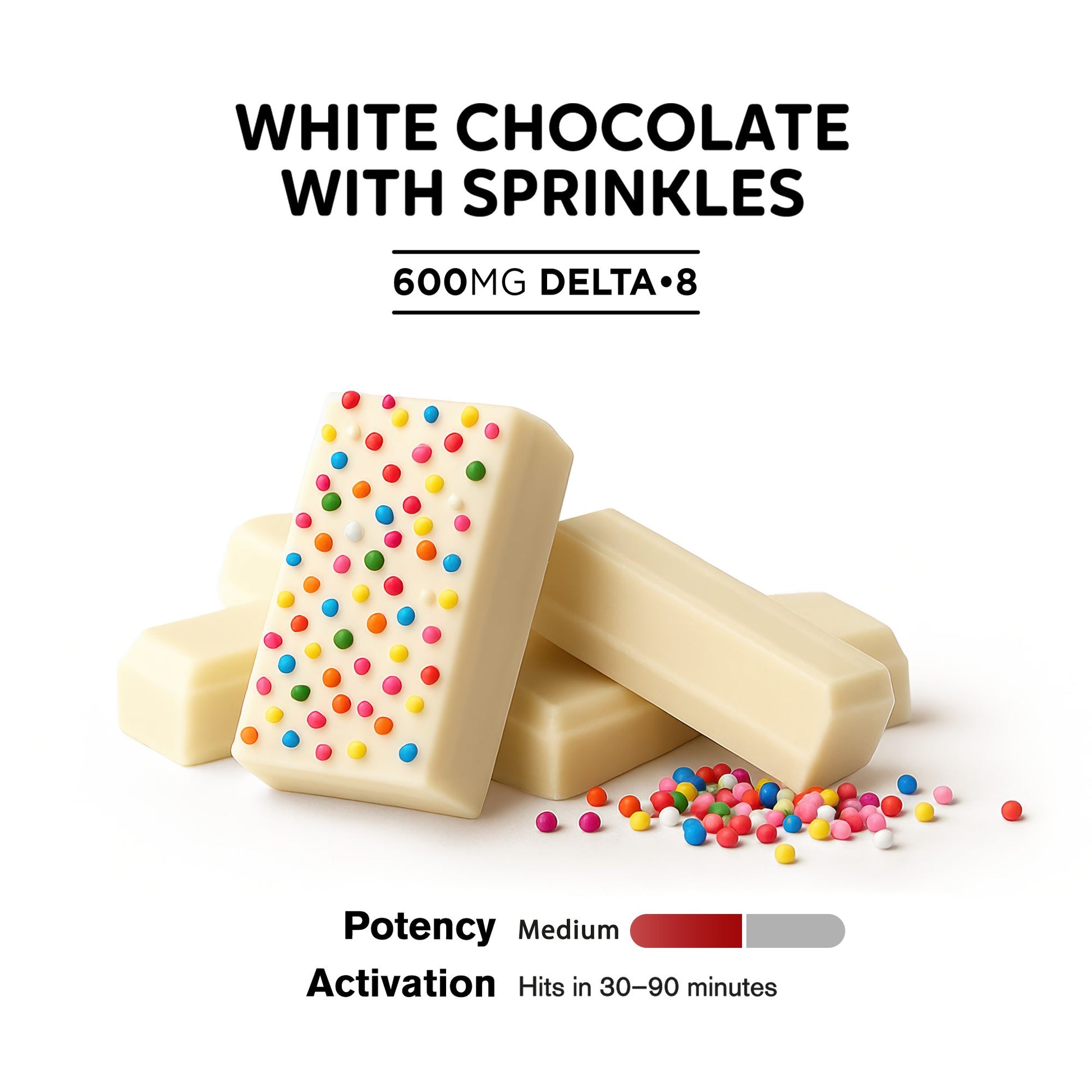 600mg White Chocolate & Sprinkles Bar – Delta 8 – Chill Plus