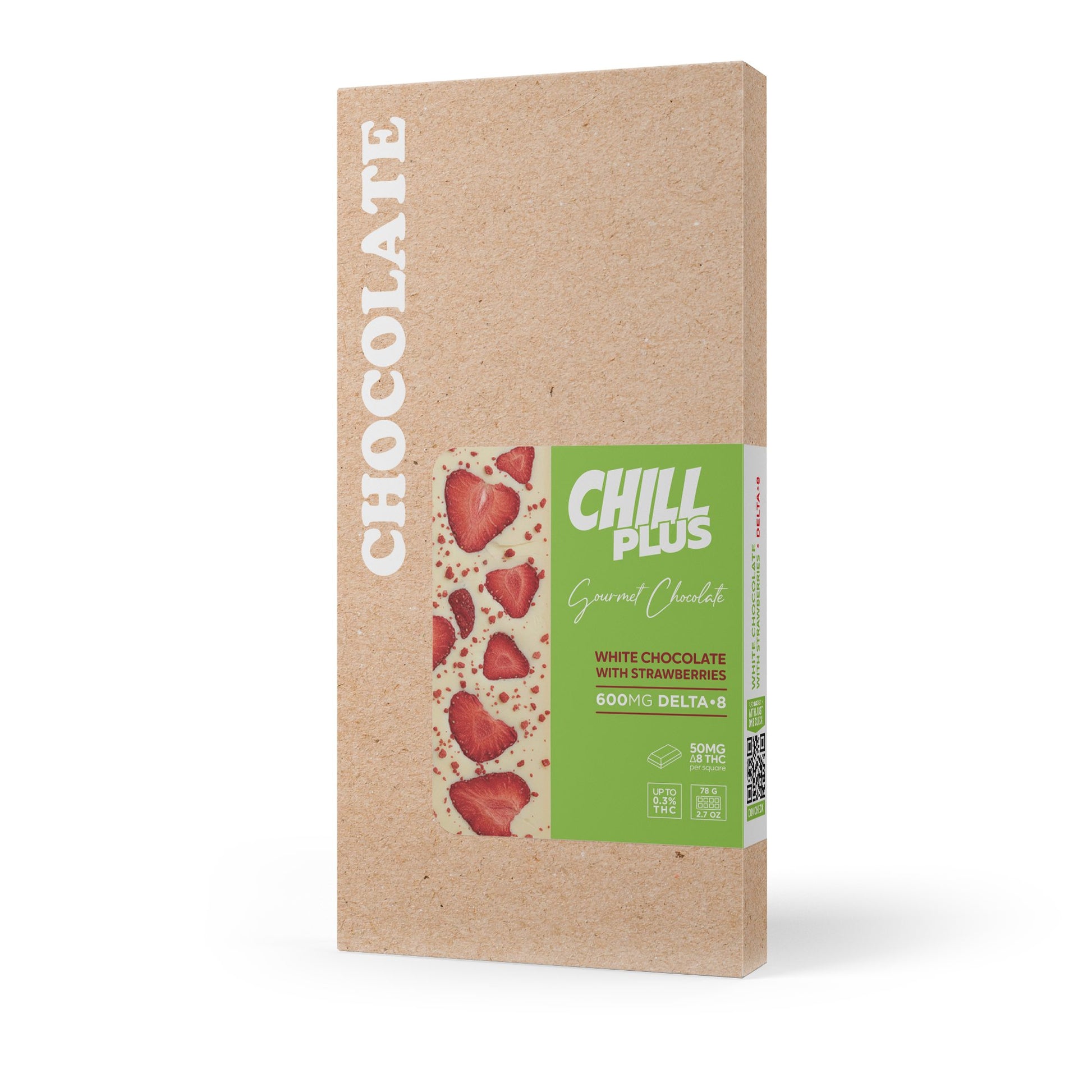 600mg White Chocolate & Strawberries Bar – D8 – Chill Plus