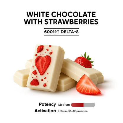 600mg White Chocolate & Strawberries Bar – D8 – Chill Plus