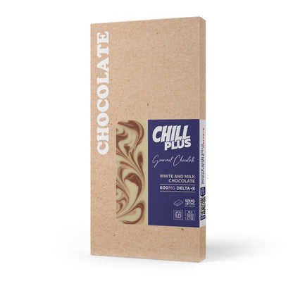 600mg White & Milk Chocolate Bar – Delta 8 – Chill Plus