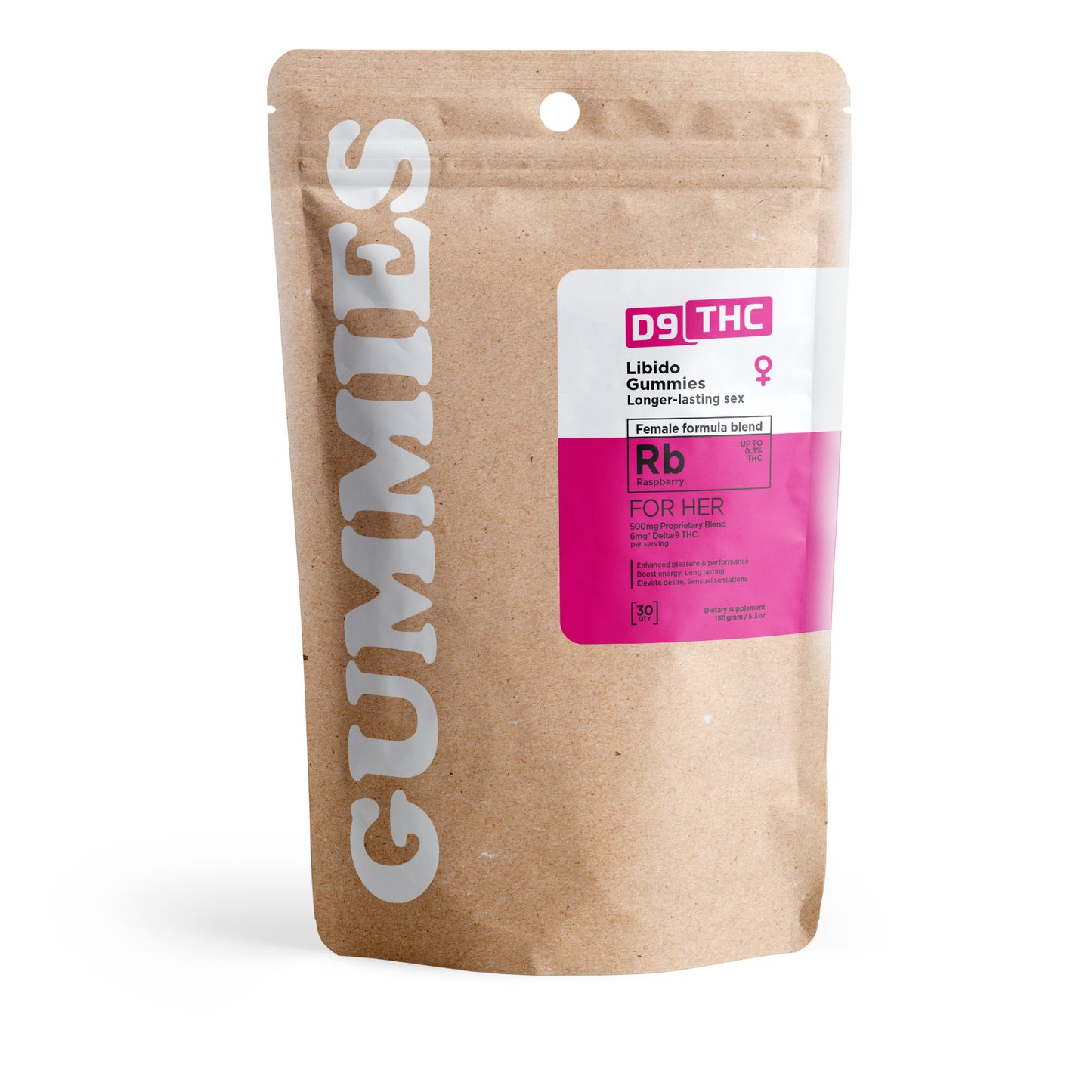 6mg Female Libido Blend Gummies - Delta 9 - Raspberry - D9 THC