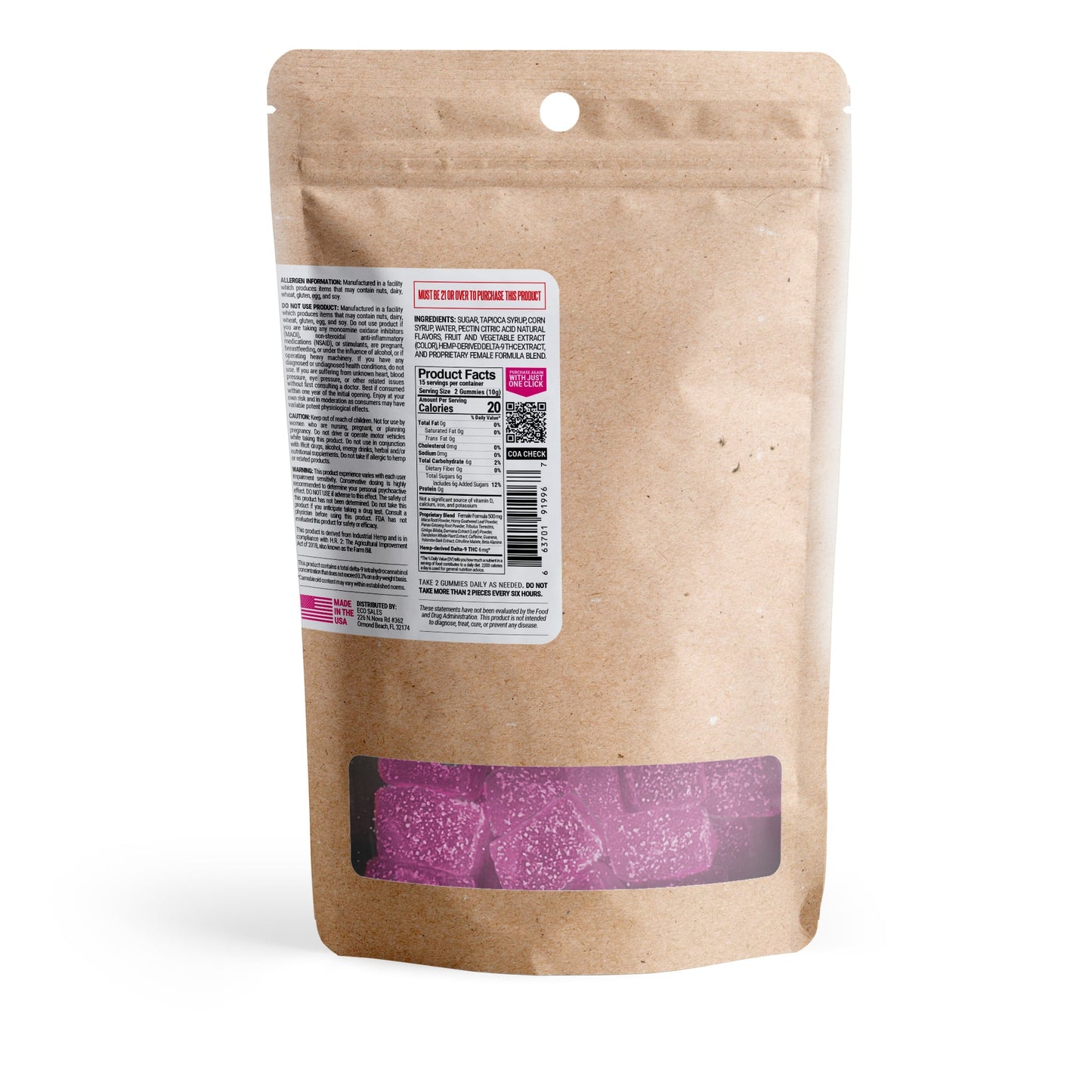 6mg Female Libido Blend Gummies - Delta 9 - Raspberry - D9 THC