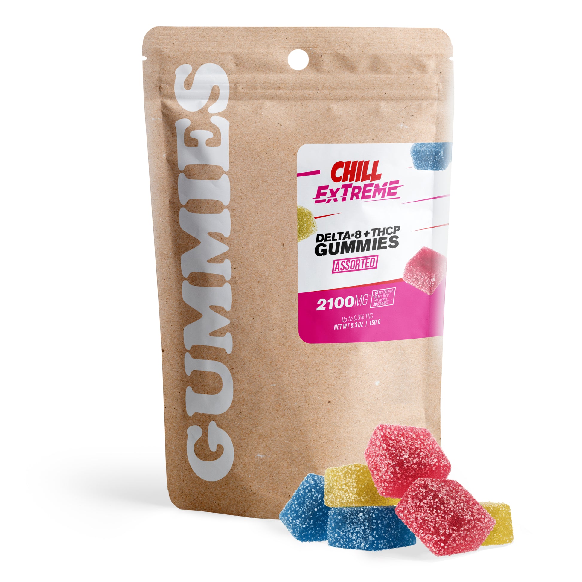 70mg D8 & THCP Gummies - Mixed Fruits - Chill Extreme