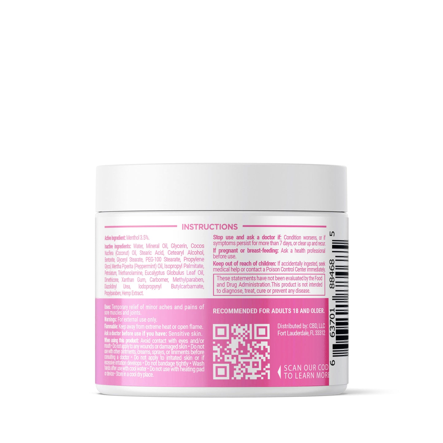 7,500mg CBD Pain Relief Cream - 4oz - Biotech CBD