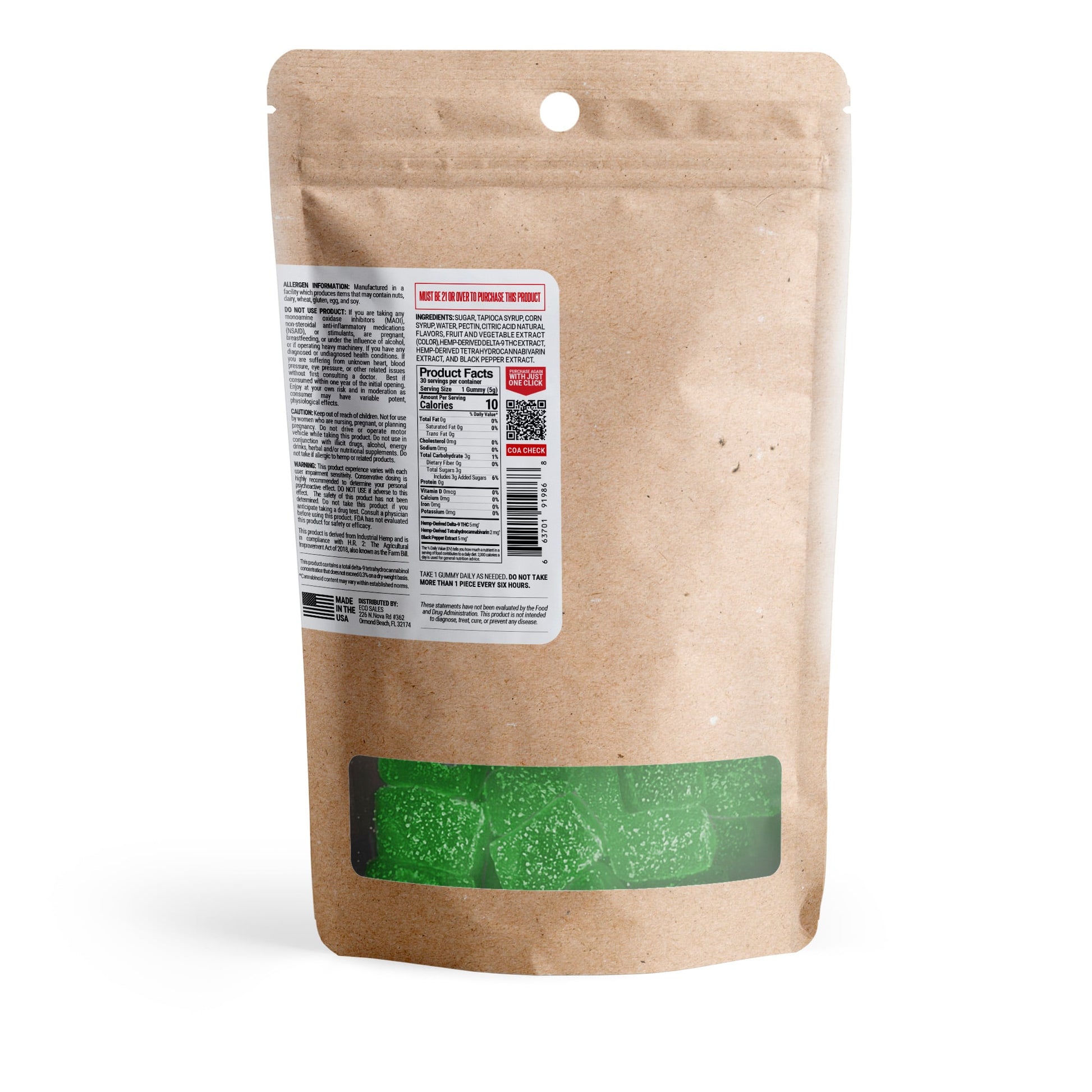 7mg Wake Up Nano Gummies - D9 & THCV Nano - Morning Fruits - D9 THC