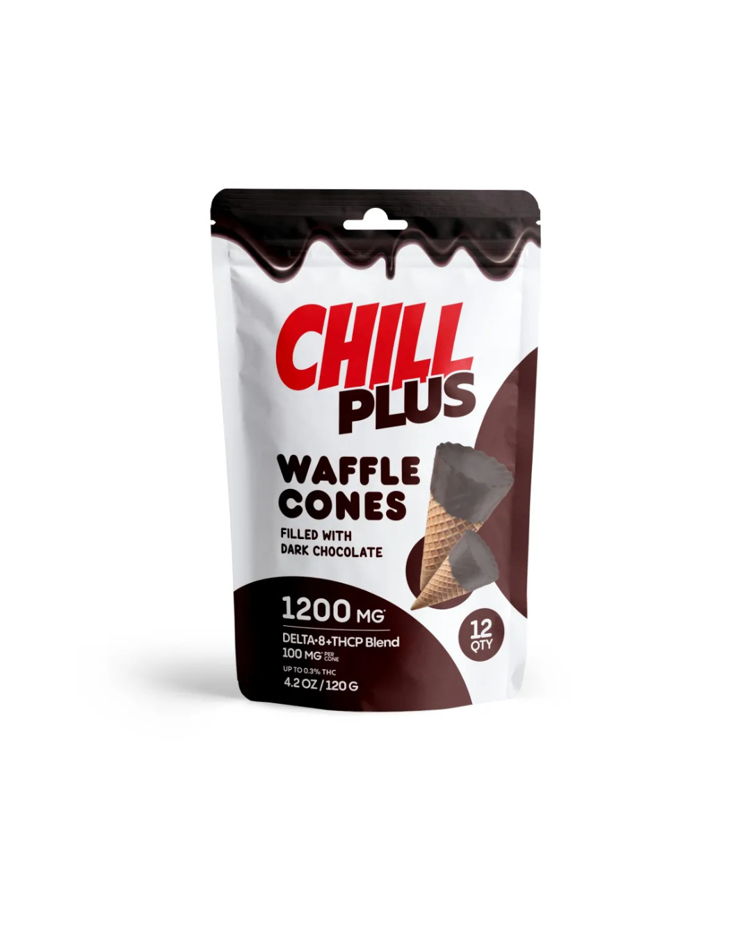 100mg Dark Chocolate Waffle Cones - D8, THCP - Chill Plus