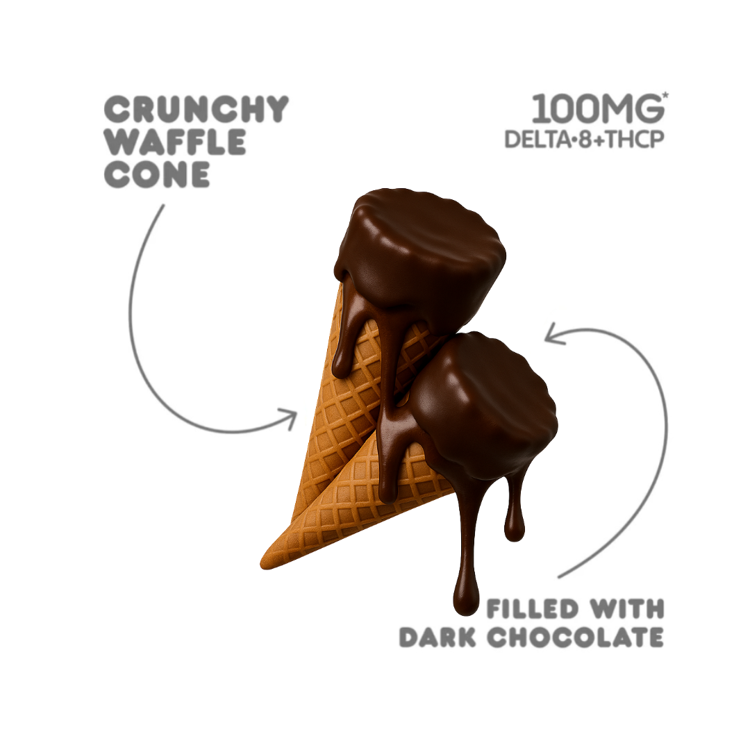 100mg Dark Chocolate Waffle Cones - D8, THCP - Chill Plus