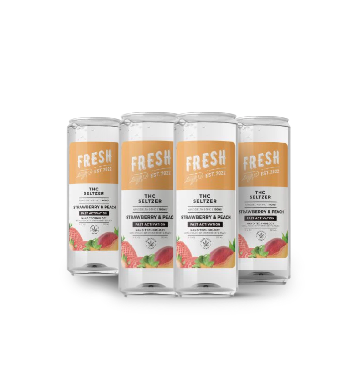 100mg Strawberry & Peach THCa Seltzer - D9 Nano- Fresh