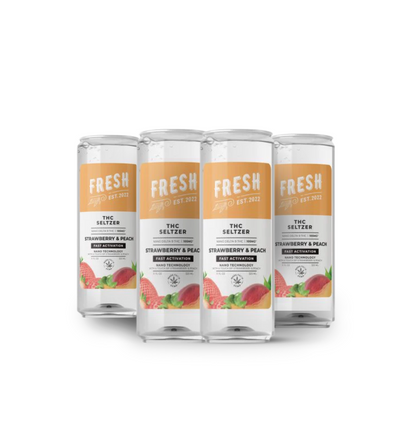 100mg Strawberry & Peach THCa Seltzer - D9 Nano- Fresh