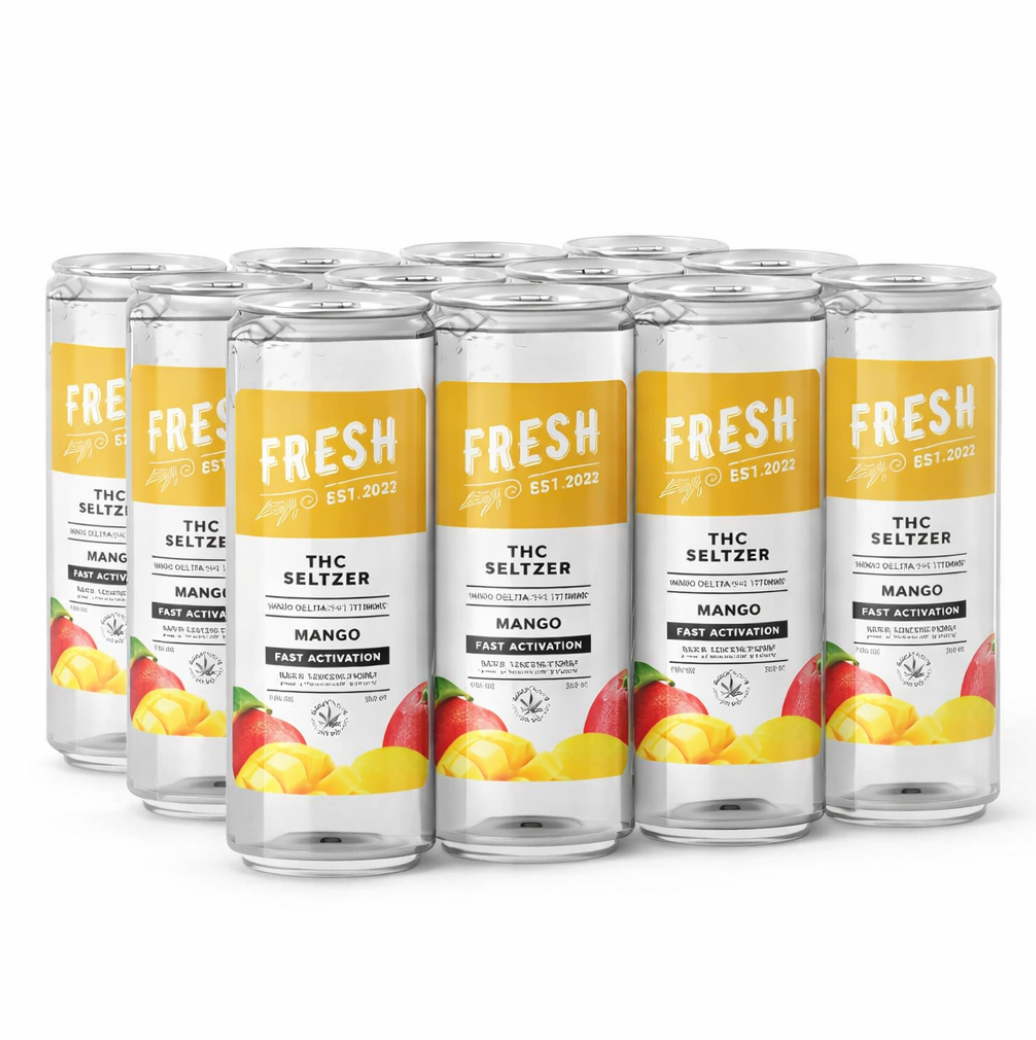 100mg Strawberry & Peach THCa Seltzer - D9 Nano- Fresh