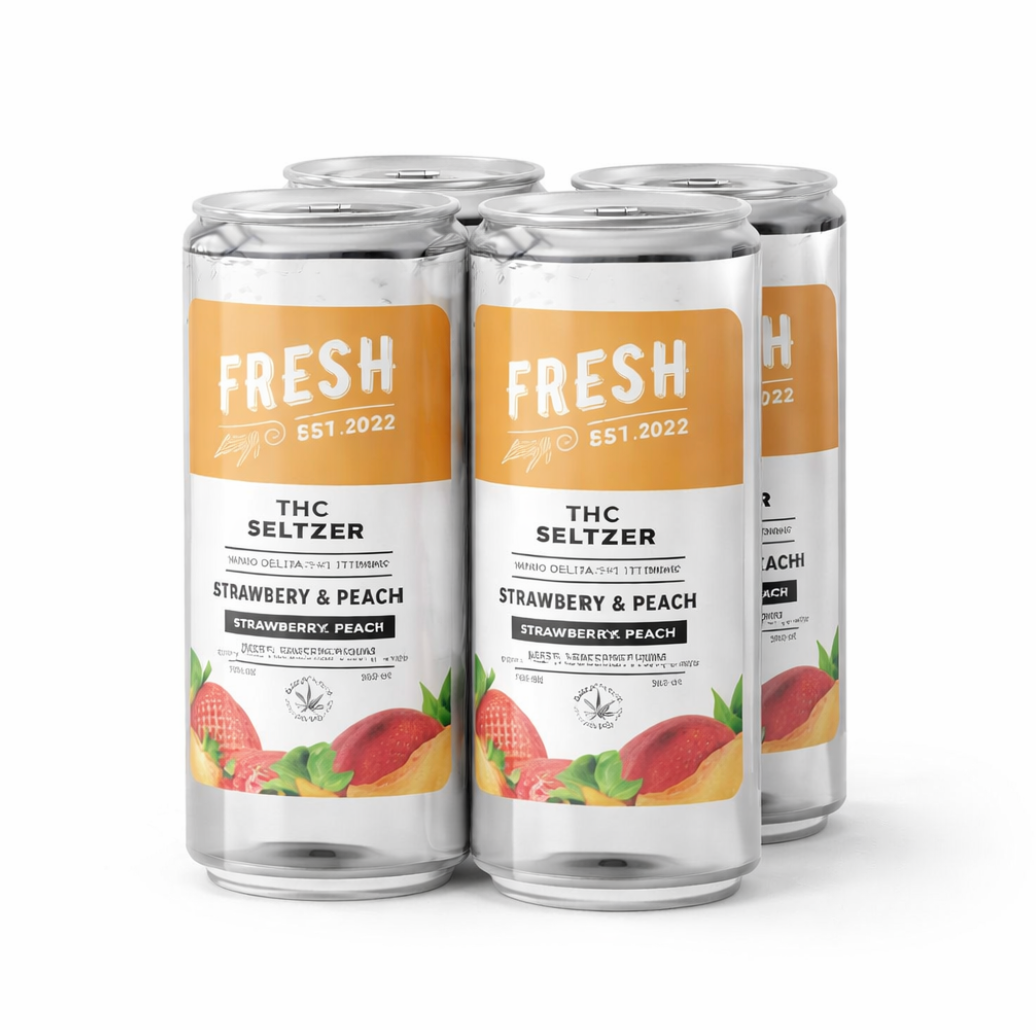 100mg Strawberry & Peach THCa Seltzer - D9 Nano- Fresh