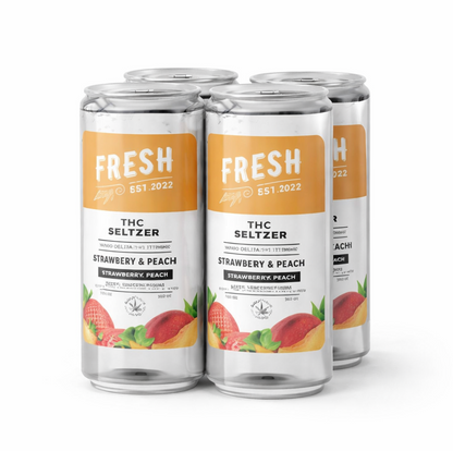 100mg Strawberry & Peach THCa Seltzer - D9 Nano- Fresh