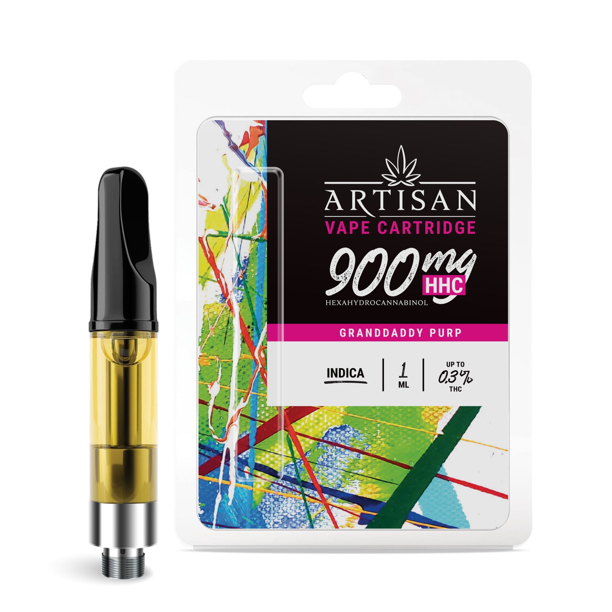 900mg HHC Vape Cart - Granddaddy Purp - Indica - 1ml - Artisan