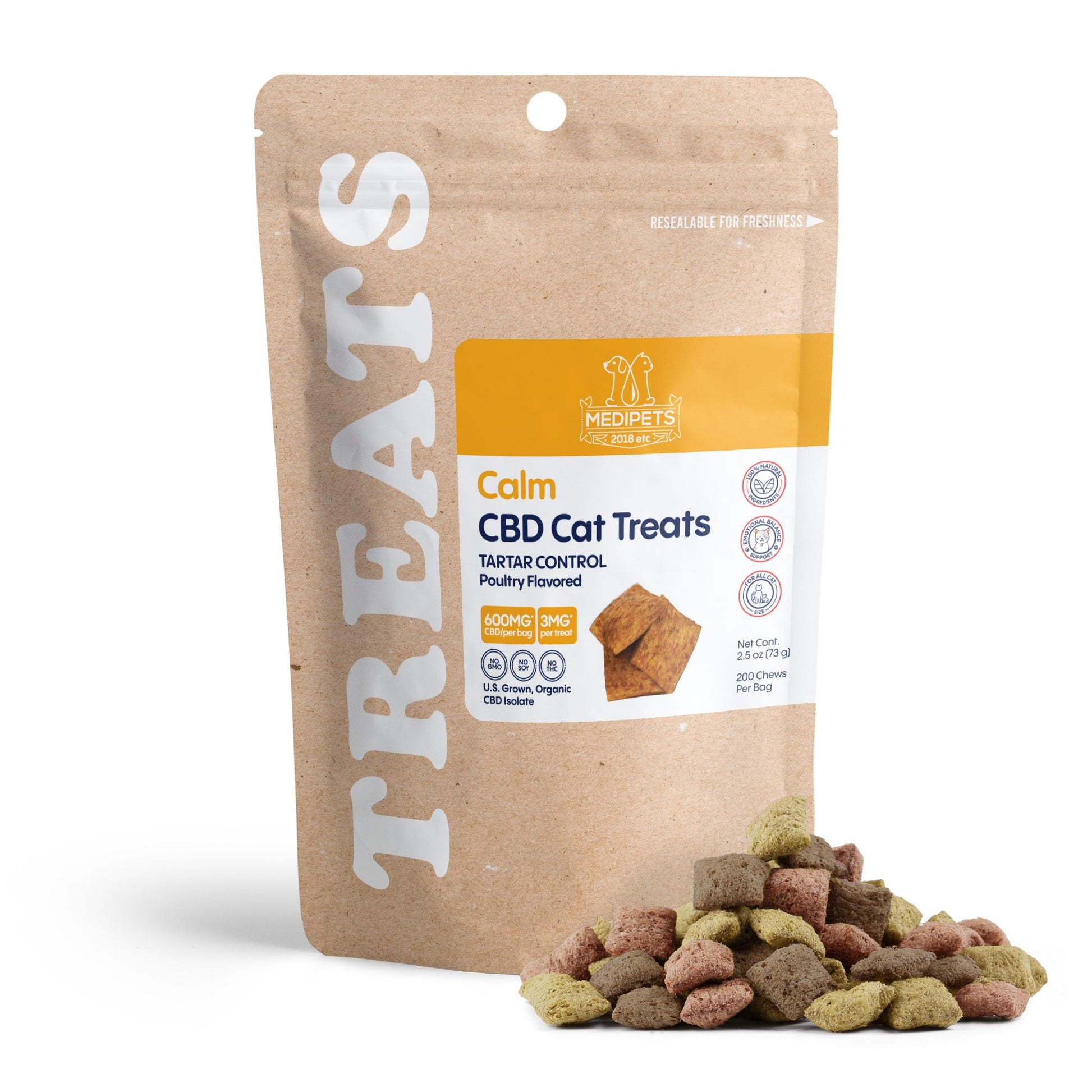 Cat Cafe Tartar Control - CBD Pet Treats For Cats - 600mg - MediPets