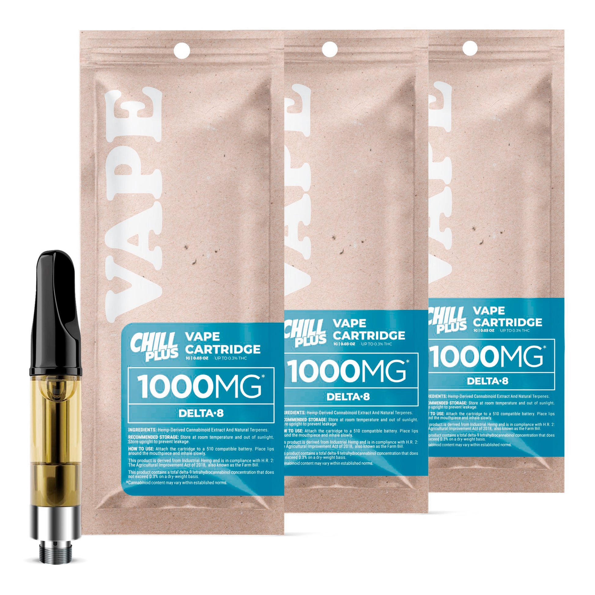 Chill Plus Delta 8 THC Cartridges 3 Pack Bundle - Chill Plus