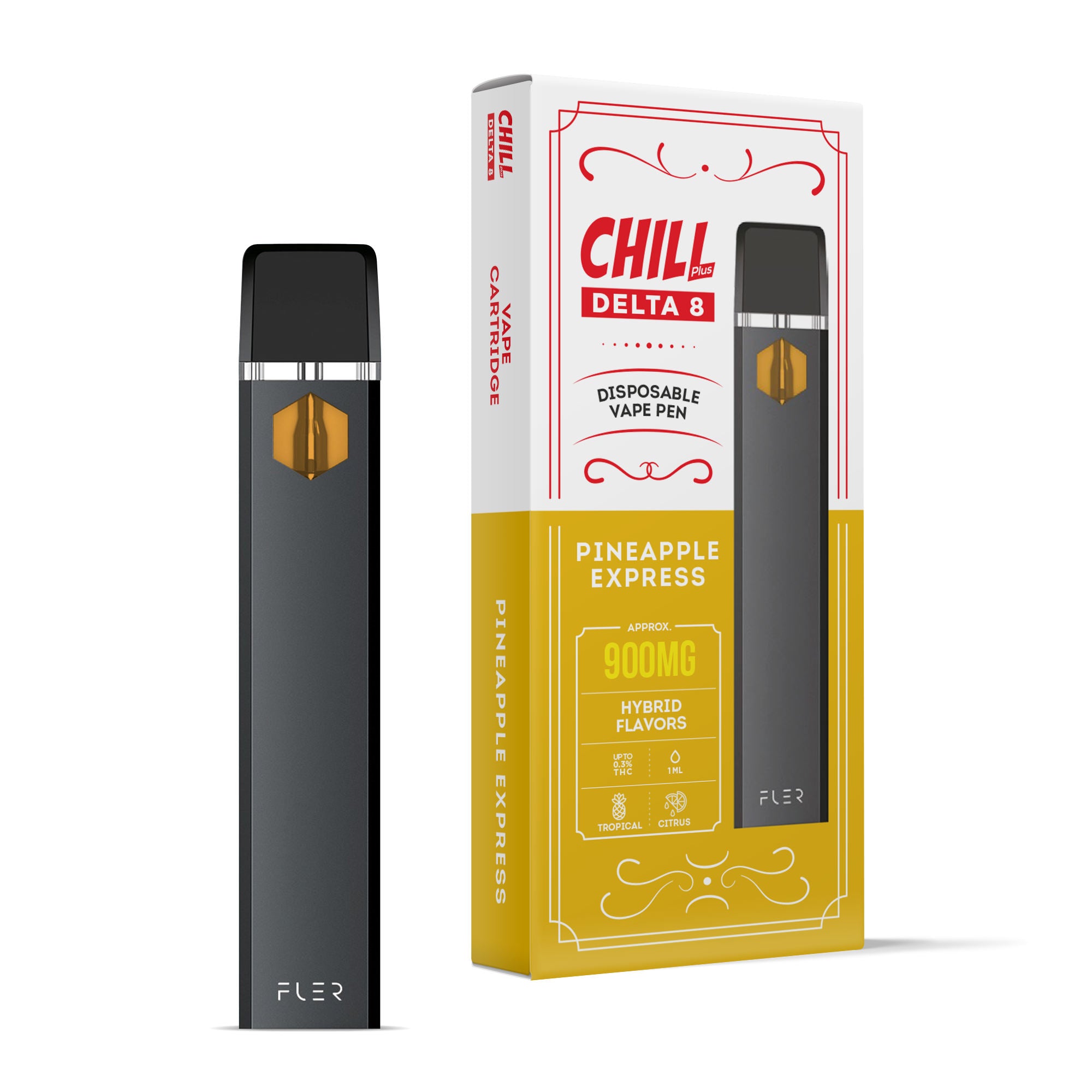 900mg D8 Vape Pen - Pineapple Express - Hybrid - 1ml - Chill Plus