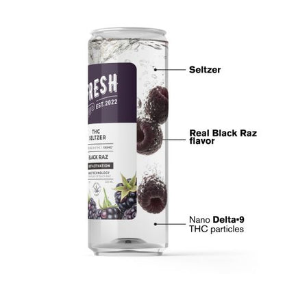 D9 Nano Black Raz THC Seltzer - 100mg - Fresh