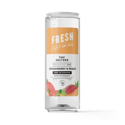 D9 Nano Strawberry & Peach THC Seltzer - 100mg - Fresh